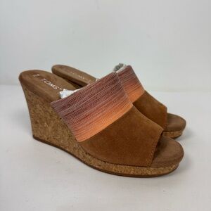 Toms Sunset Ombre Open Toe Wedges Sandals Summer